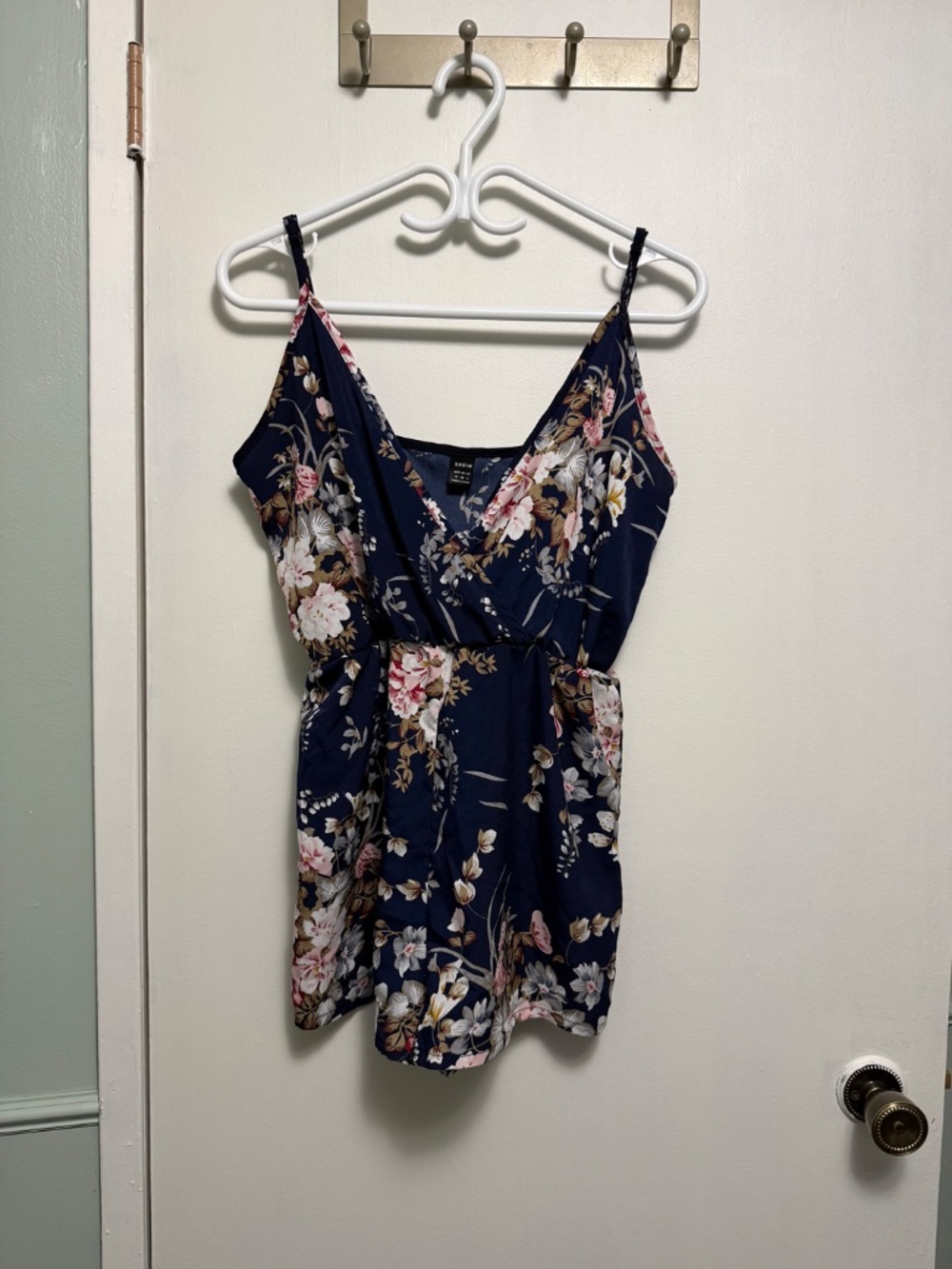 Navy Blue Floral Romper - Picture 2 of 8